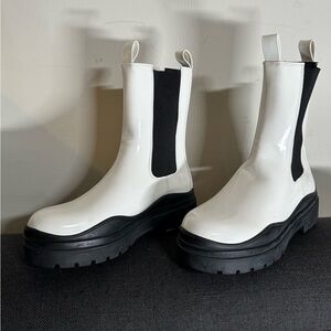 NEW White patent Chelsea boots sz 8 Dollskill azalea wang